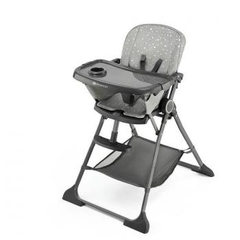 Kinderkraft FOLDEE Trona para Bebé, Ergonómica, Reclinable, Plegable, con Reposapiés Ajustable y Bandeja Doble Desmontable, Gris, para Niños