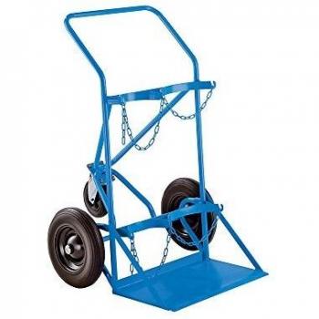 Carretilla Eurokraft Pro para Bombonas de Acero y Gas, Capacidad para 2 Bombonas hasta Ø 230/380 mm, con Rueda de Soporte y Neumáticos de Goma Sólida