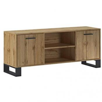 Mueble TV Raw 140 - Melamina, Roble Rústico, Dimensiones: 136,8 cm (Ancho) x 56,9 cm (Alto) x 39,6 cm (Fondo), Color E