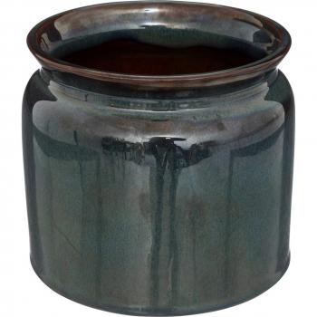 Maceta Bota de Cerámica Azul con Detalles Decorativos D16,5 cm