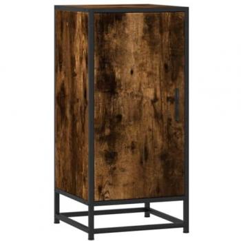 Aparador de madera ingeniería y metal roble ahumado 35,5x35x76 cm