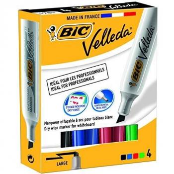BIC Velleda 1781 Punta de cincel Negro, Azul, Verde, Rojo 4pieza