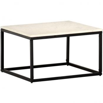 vidaXL Coffee Table White 60x60x35 cm Real Stone with Marble Texture