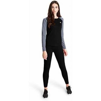 Dare2b Exchange Fast Wicking & Quick Drying Thermal Ski & Snowboard Active Base Layer Long Sleeve Top with Anti-Bacterial Odour Control Treatment, Mujer, Black/Ebony Grey, 18