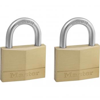 Candado de Latón Sólido MASTER LOCK 50mm Pack de 2 con Llave Igualada