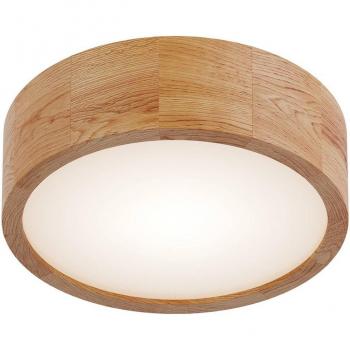 Plafón cilíndrico de roble natural, Ø 27 cm, 1x E27