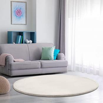 Alfombra de habitación bebé antideslizante suave, infantil para niña y niño, moderna, tamaño: 80 cm redonda, color: crema