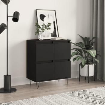 Aparador de madera contrachapada negro 60x35x70 cm Mueble de Almacenaje de Salón, Buffet para salón, Armario Auxiliar, Armario de Almacenamiento