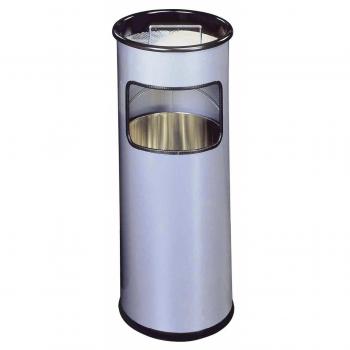 Durable 333023 Basurero de metal con cenicero redondo, Gris