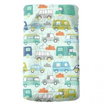 Colcha Cuna HappyFriday Moshi Moshi Multicolor Vehículos 100 x 130 cm, 100% Algodón Exterior, Relleno de Poliéster Calidad 150