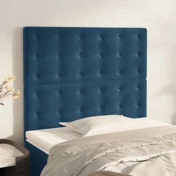 Cabeceros de terciopelo azul oscuro 2 unidades 90x5x78/88 cm Vidaxl