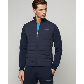 Hackett - Chaqueta deportiva híbrida para hombre en azul marino con cierre de cremallera