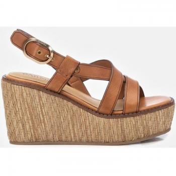 Carmela - Sandalias de cuña de piel para mujer con elegante cierre de hebilla y altura de 9cm