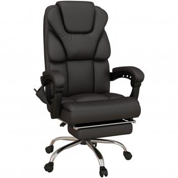 Vinsetto Silla de Oficina Ejecutiva Reclinable con 6 Puntos de Masaje, Control Remoto, Respaldo Alto, Reposapiés, Bolsillo Lateral en PU 63x57x118-
