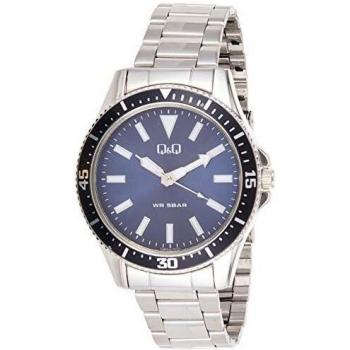 Citizen Reloj Q&Q QB64J202Y Metal Correa Color: Metálico Dial Azul Analógico Hombre
