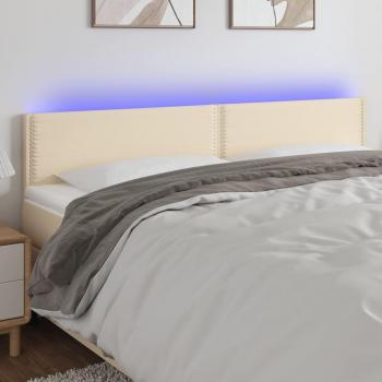 Cabecero LED de tela color crema 180x5x78/88 cm