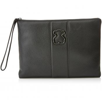 Tous Alfa de Piel, Cartera de Mano para Mujer, Negro
