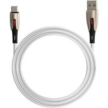 Cable trenzado de nylon USB a USB C de carga rápida 5A 1,2 m Plateado