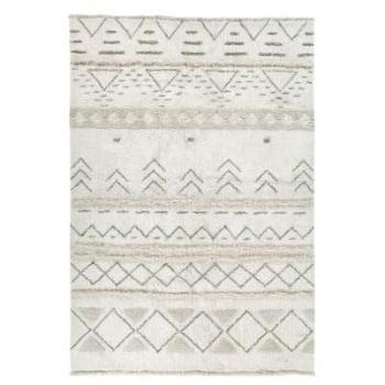 Alfombra de salón lavable de lana gris 170x240 cm - Diseño bohemio y ecológico con base de algodón reciclado