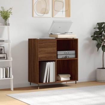 Soporte de disco de madera contrachapada de roble marrón 84,5x38x89 cm