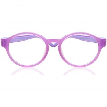 SmartBuy Kids Round Full Rim Plastic Prescription Glasses - Purple, Size 42, Blue Light Block Available, Free Lenses