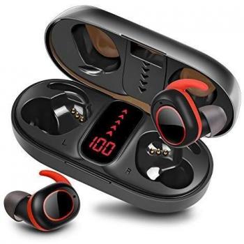 bakibo Auriculares Inalámbricos Bluetooth 5.1, Deportivos Auriculares con Micrófono IPX7 Verdadero Sonido Estéreo Auriculares LCD Estuche de Carga 800mah, 40 Horas de Duración, Control Táctil