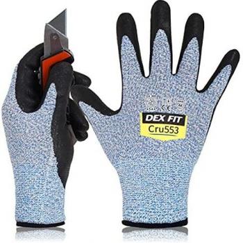 DEX FIT Guantes de Trabajo, Ajuste Cómodo Elástico 3D, Buen Agarre, Recubrimiento de Espuma Duradero de Nitrilo, Táctil, Lavable en la Lavadora, Fino y Ligero