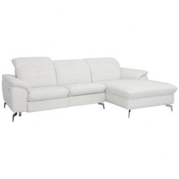 Sofá rinconero relax eléctrico piel de búfalo LISMORE - Blanco - Ángulo derecho