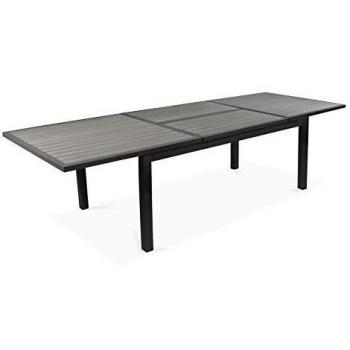 Mesa de jardín extensible de aluminio y madera compuesta OVIALA