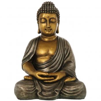 SuskaRegalos-Figura Buda Resina Plateada/Dorada_34x26x48cm