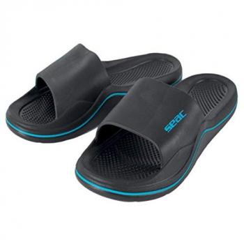 Chanclas Seacsub Caya Negro Hombre Adulto, Zapatillas de Goma Unisex para Playa y Piscina, Color Negro/Azul, Talla 44 (10 US)