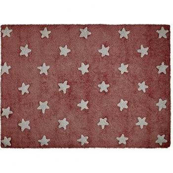 Lorena Canals - Alfombra infantil, diseño de estrellas, color blanco y rosa