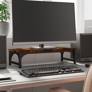Soporte de Pantalla Estante de Monitor de Madera de Ingeniería en Color Gris Sonoma, Marrón Roble y Roble Ahumado - Dimensiones 55x23x14 cm