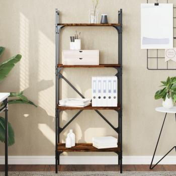 Librería de 4 estantes de madera de ingeniería, dimensiones 56x31,5x138,5 cm, disponible en colores Negro, Roble Sonoma y Roble ahumado, ideal para oficina, estudio o dormitorio, m