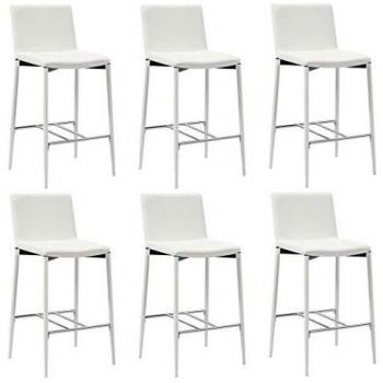 vidaXL 6X Taburetes de Cocina Cuero Sintético Hogar Jardín Salón Comedor Bricolaje Decoración Diseño Estilo Mobiliario Muebles Asiento Banco Blanco