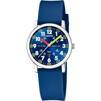 Reloj Calypso K5825/6 Infantil Digitana Azul con Correa de Caucho y Caja de Acero Inoxidable 316L Plateado