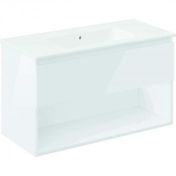 Mueble de baño suspendido Cosmic con 1 cajón, 1 hueco y lavabo de porcelana