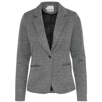 Ichi Women's Black Pinstripe Blazer with Button Fastening, Size M