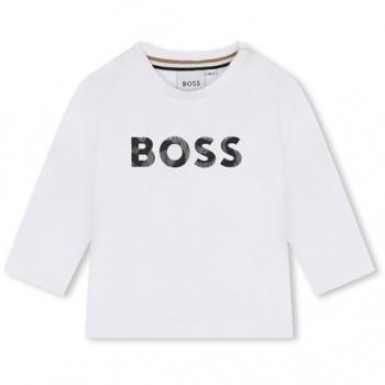 BOSS Kidswear - Camiseta de bebé niño 100% algodón con logo frontal, manga larga