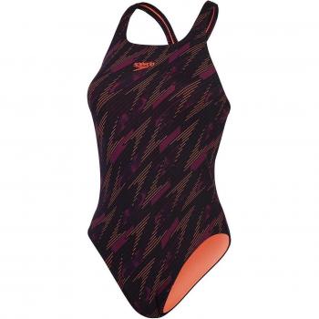 Bañador de natación Speedo mujer Hyperboom Allover Medalist negro