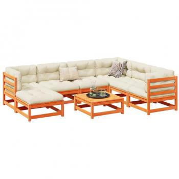 8 Piece Garden Sofa Set with Cushions Wax Brown Solid Pine Wood