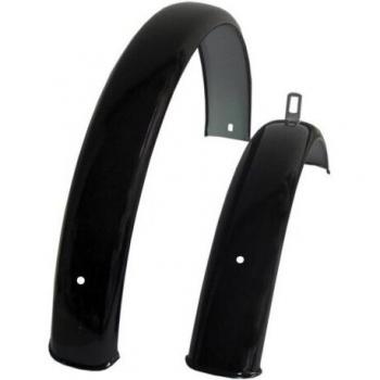 Juego de guardabarros universal sin varillas para bicicleta infantil 20 - Negro - Delantero + Trasero - 55mm