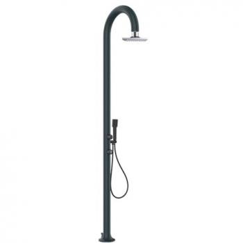 Ducha Exterior de Aluminio Luna Gris con Doble Soffione LCD y Doccino 233x17x17 cm