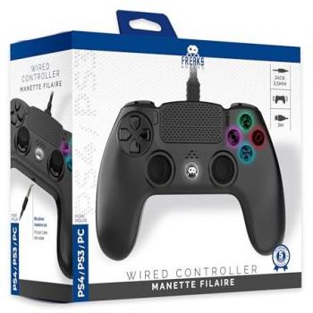 Freaks And Geeks Mando De PS4 con Cable 3 Metros, Bluetooth Gamepad Negro para Android, PC, PlayStation 4 y PlayStation 3