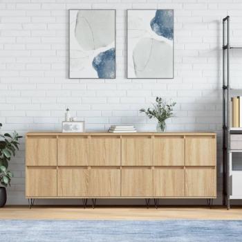 Aparador de Madera Contrachapada 3 Piezas Color Roble Sonoma VidaXL Mueble de Almacenaje para Salón, Buffet y Armario Auxiliar
