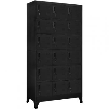 Taquilla de acero negra con cerradura 90x40x180 cm