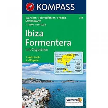 Mapa Turístico KOMPASS 239 Ibiza - Formentera 1:50.000 con planos de ciudad y GPS preciso