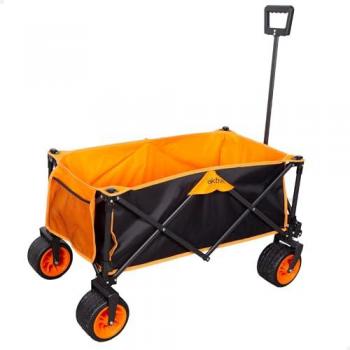 Carro Multiusos Plegable Aktive Naranja con Ruedas Giratorias 360º, Mango Multiángulo, Capacidad hasta 100 kg, Ideal para Playa y Jardín - 86 x 108 x 44 cm