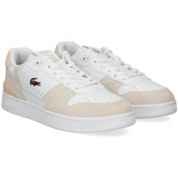 Zapatillas deportivas Lacoste T-Clip Set blancas y beige para mujer - Talla 41