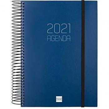 Finocam - Agenda 2021 1 Día página Espiral Opaque Azul Español - 175 x 212 mm